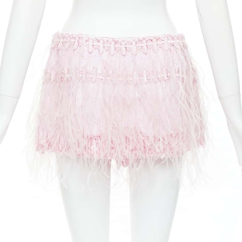 Valentino Sequin Feather Skirt Pink Silk Very good condition - Box View