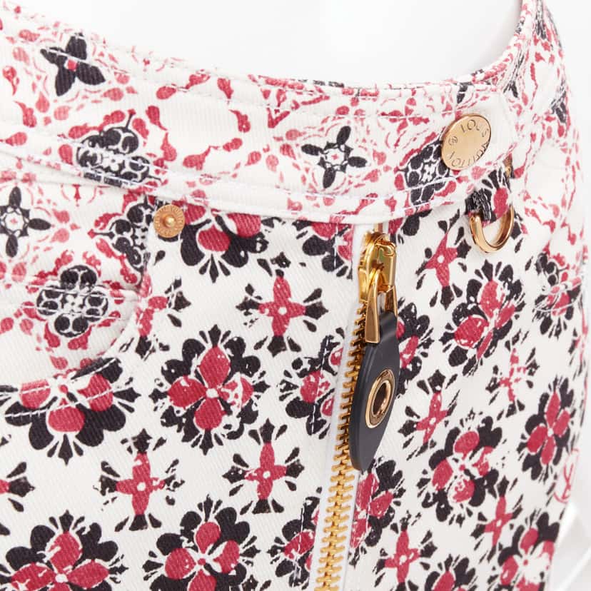 Louis Vuitton Floral Denim Skirt Red Cotton Very good condition - Back View