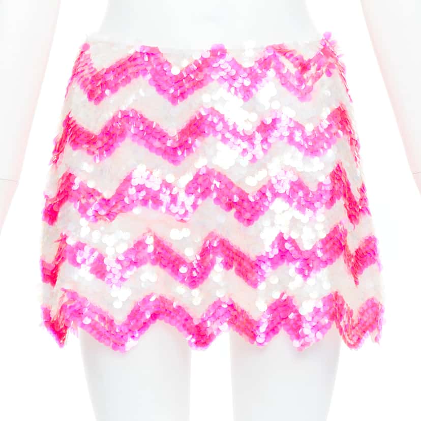 Ashish Chevron Sequin Skirt Pink Viscose Very good condition - Front View