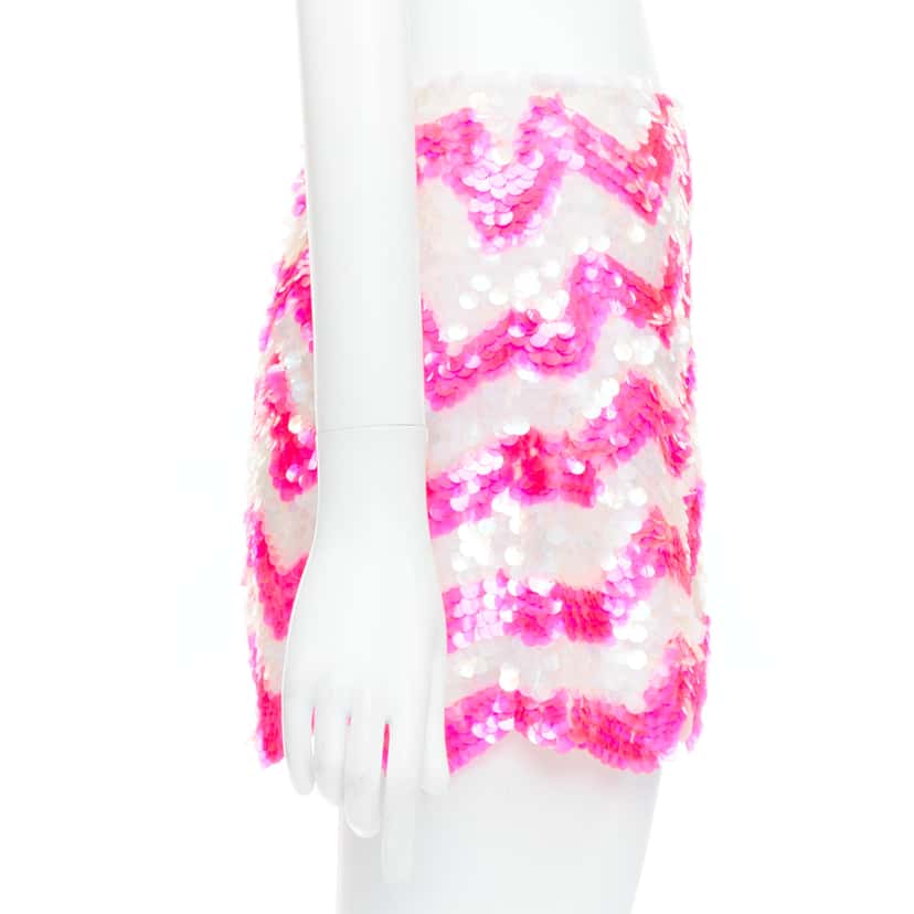 Ashish Chevron Sequin Skirt Pink Viscose Very good condition - Model View