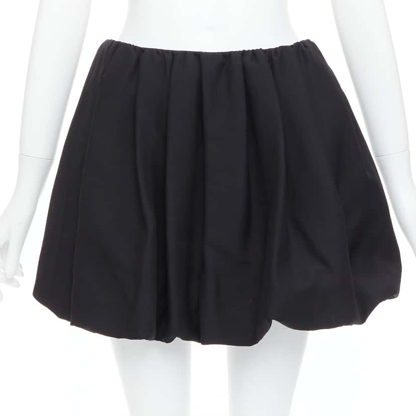 Valentino Bubble Crepe Skirt Black Wool Very good condition - Front View