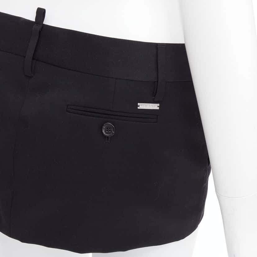Dsquared2 Micro Wool Skirt Black Wool Very good condition - Back View