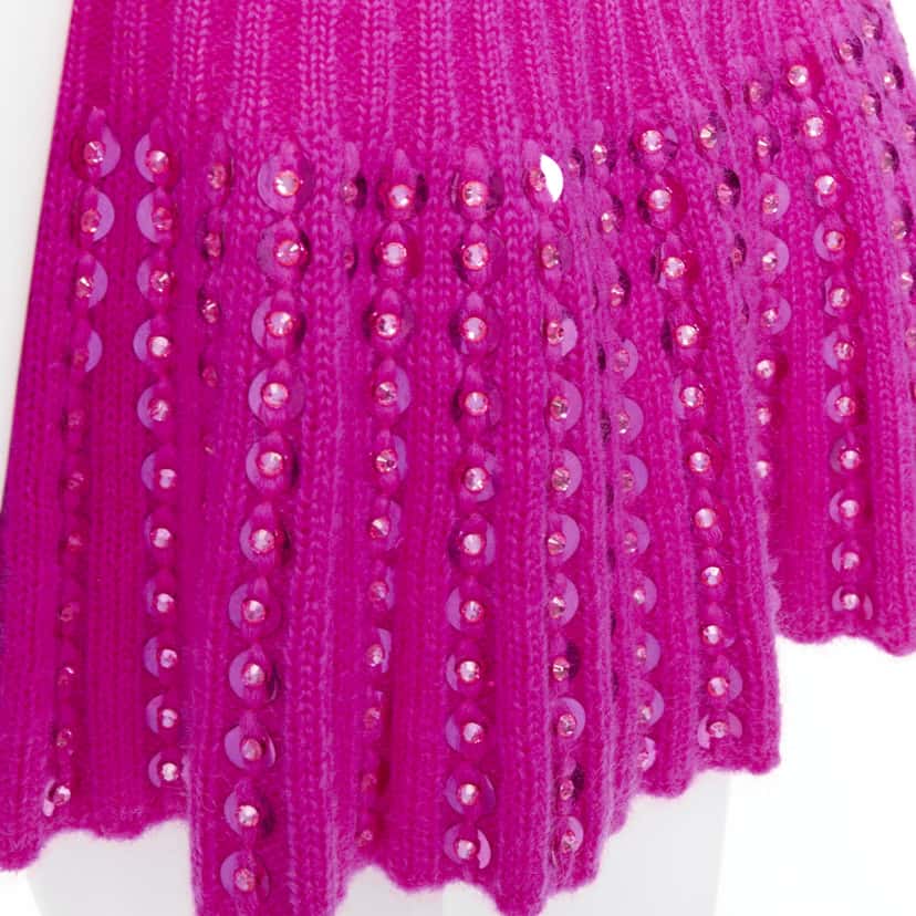 Valentino Pink Rhinestone Skirt Pink Wool Never worn, with tag - Back View
