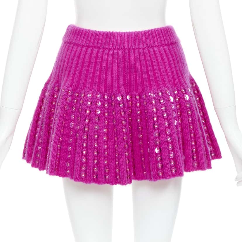 Valentino Pink Rhinestone Skirt Pink Wool Never worn, with tag - Box View