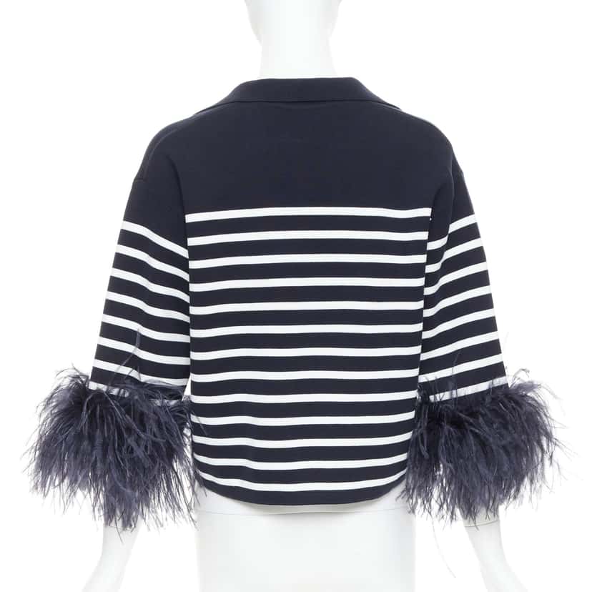 Valentino Feather Polo Top Black Cotton Very good condition - Box View
