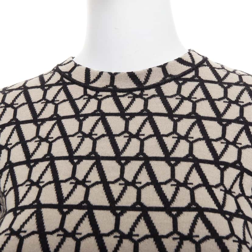 Valentino Iconographe Crop Sweater Beige Wool Very good condition - Back View