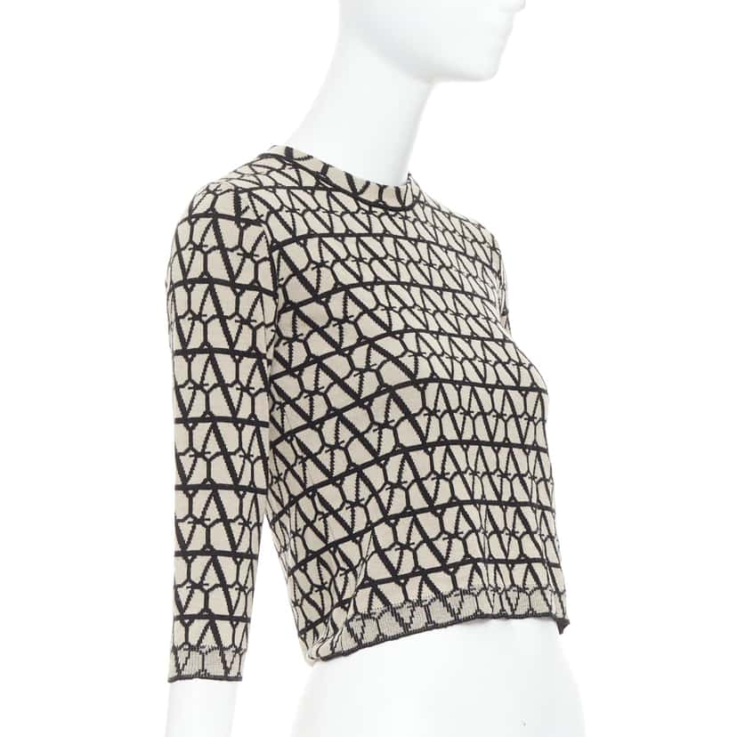 Valentino Iconographe Crop Sweater Beige Wool Very good condition - Inside View