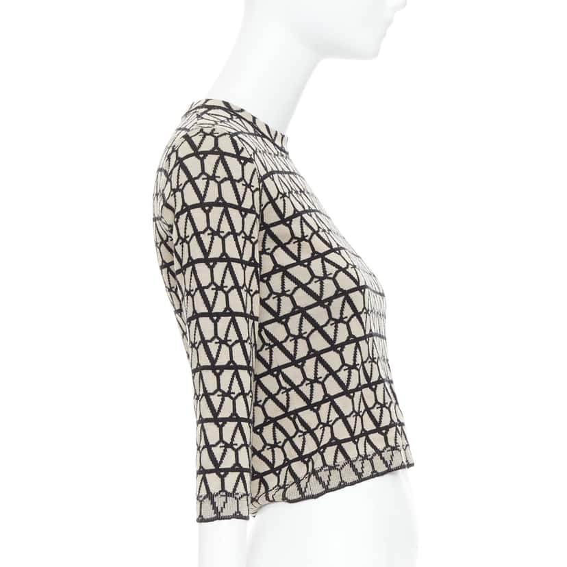 Valentino Iconographe Crop Sweater Beige Wool Very good condition - Model View