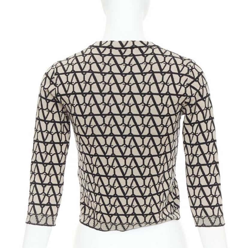 Valentino Iconographe Crop Sweater Beige Wool Very good condition - Box View