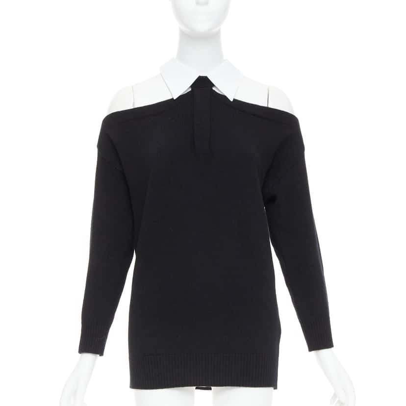 Valentino Cold Shoulder Sweater Black Wool Very good condition - Front View