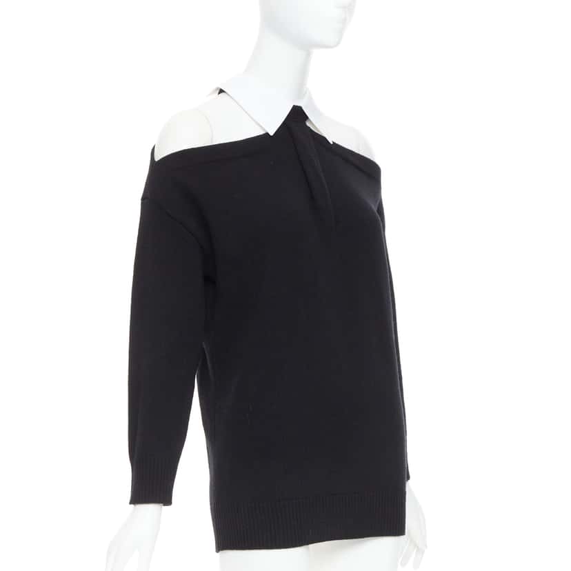 Valentino Cold Shoulder Sweater Black Wool Very good condition - Inside View
