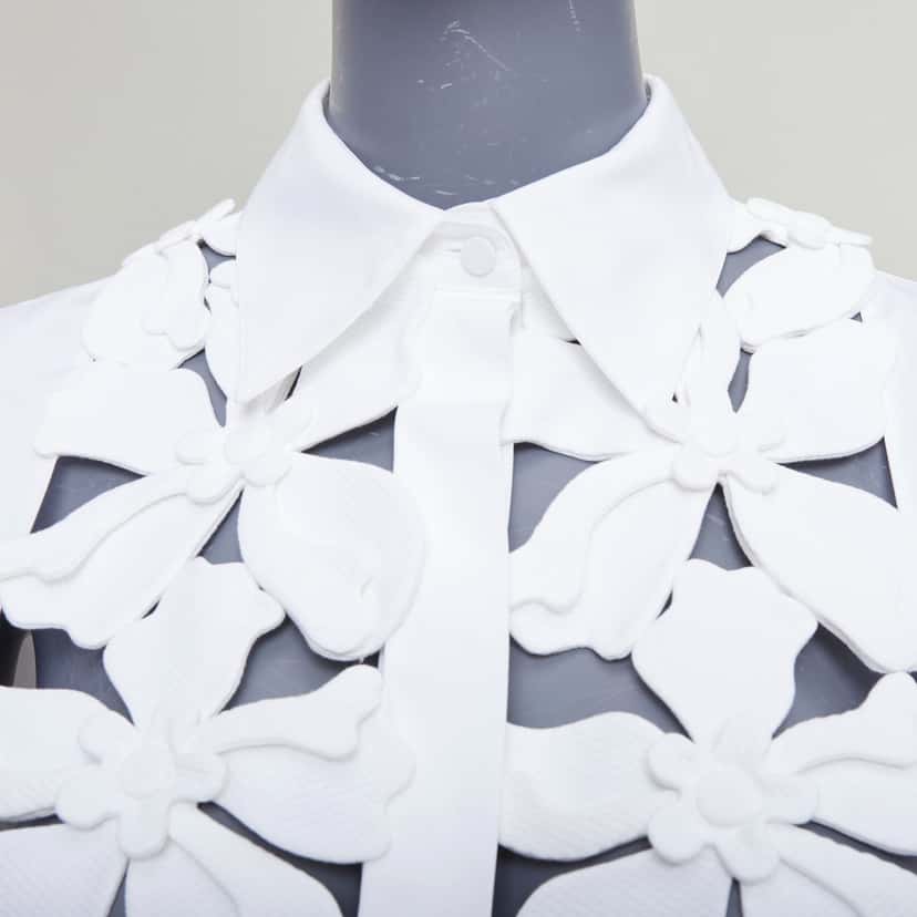 Valentino Floral Bib Shirt White Cotton Very good condition - Back View