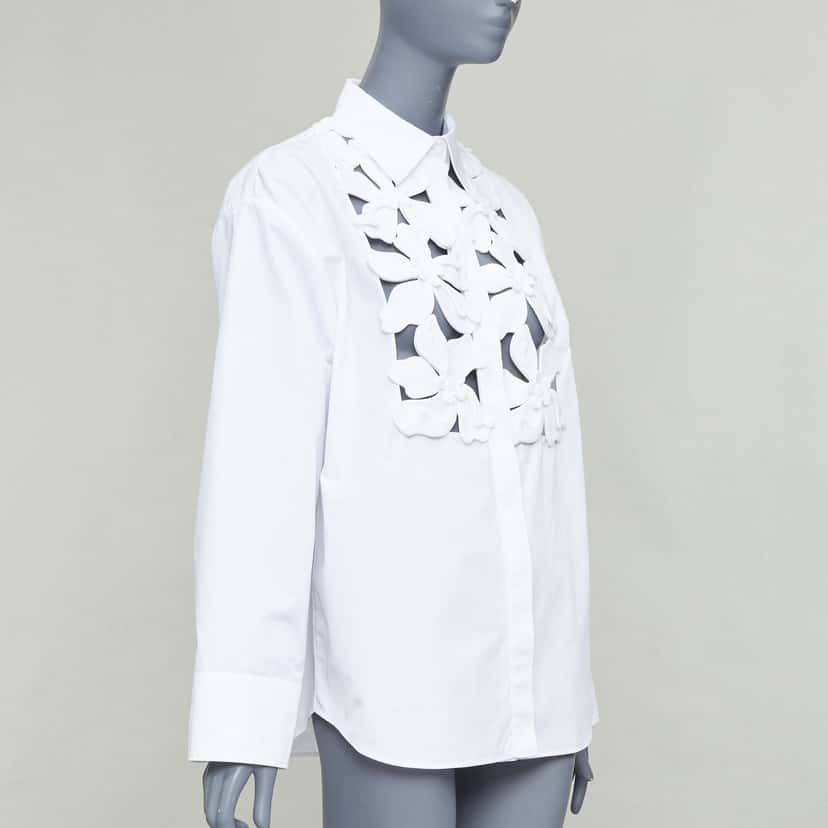 Valentino Floral Bib Shirt White Cotton Very good condition - Inside View