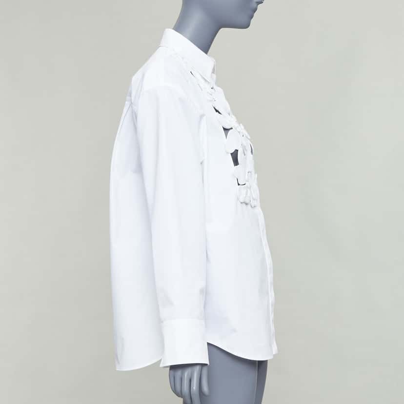 Valentino Floral Bib Shirt White Cotton Very good condition - Model View