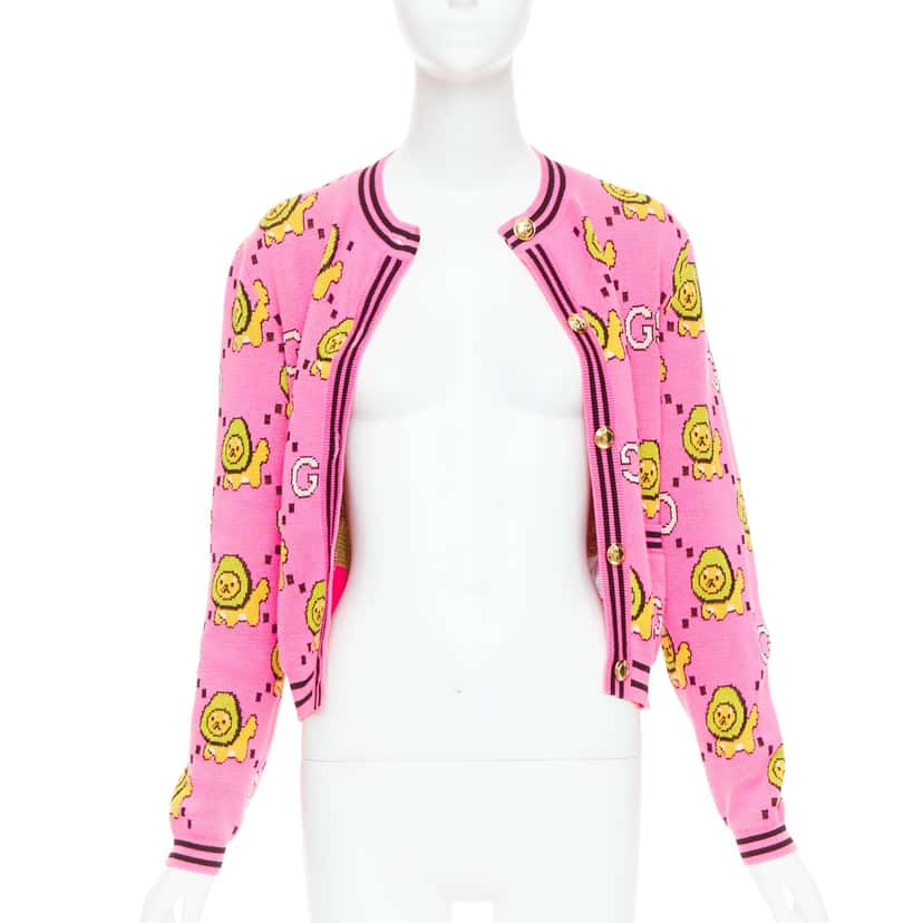 Gucci Kawaii Lion Cardigan Pink Cotton Very good condition - Inside View