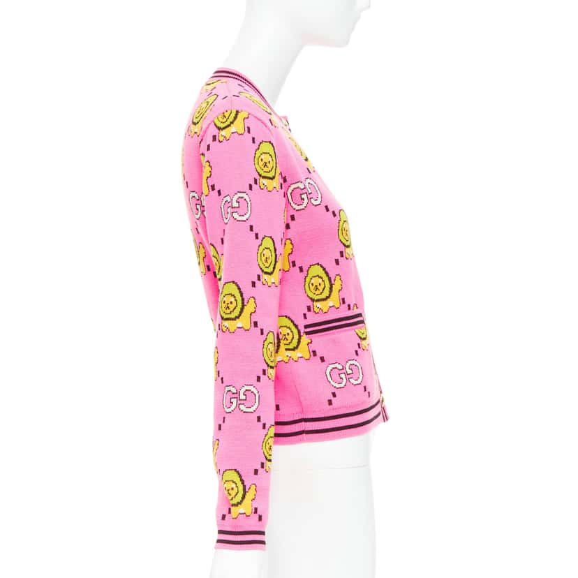 Gucci Kawaii Lion Cardigan Pink Cotton Very good condition - Box View