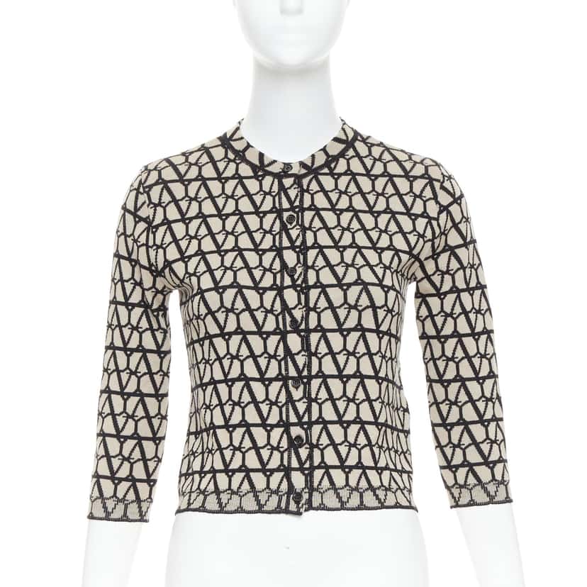 Valentino Iconographe Cardigan Beige Wool Very good condition - Front View