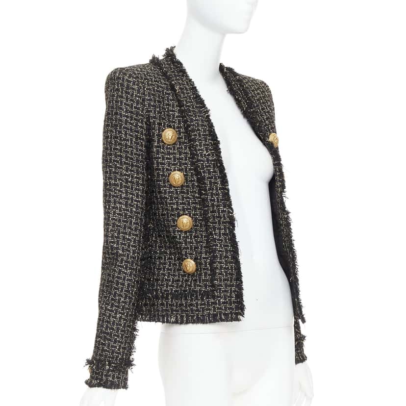 Balmain Gold Tweed Jacket Black Viscose Very good condition - Inside View