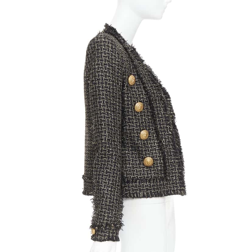 Balmain Gold Tweed Jacket Black Viscose Very good condition - Model View