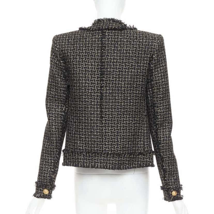 Balmain Gold Tweed Jacket Black Viscose Very good condition - Box View