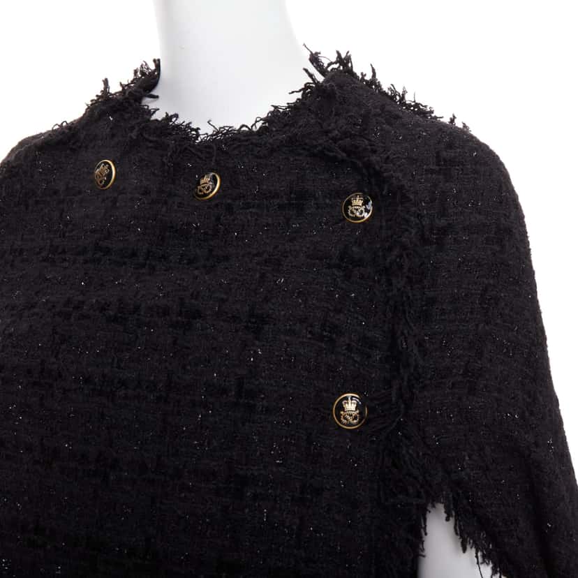 MSGM Fringe Cape Coat Black Tweed Very good condition - Back View