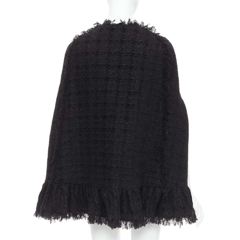 MSGM Fringe Cape Coat Black Tweed Very good condition - Box View
