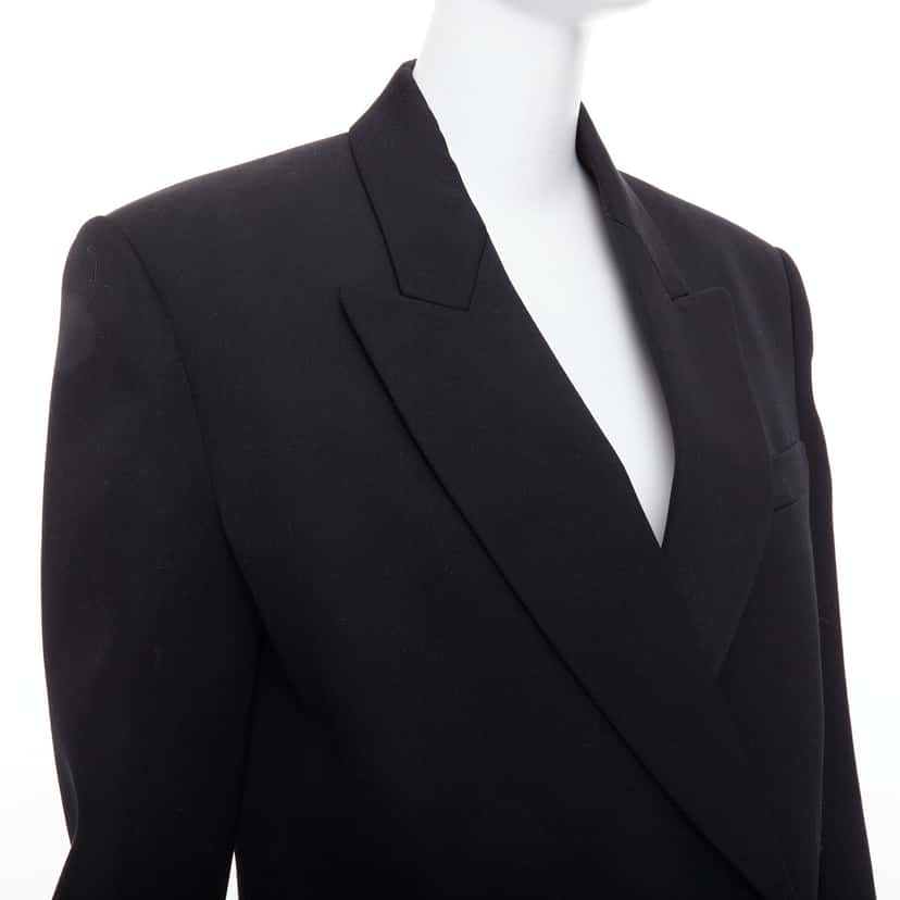 Valentino Double Breasted Coat Black Wool Very good condition - Back View
