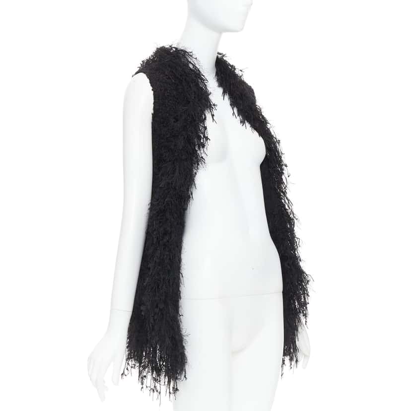 Balmain Fringe Drape Vest Gold Viscose Very good condition - Front View