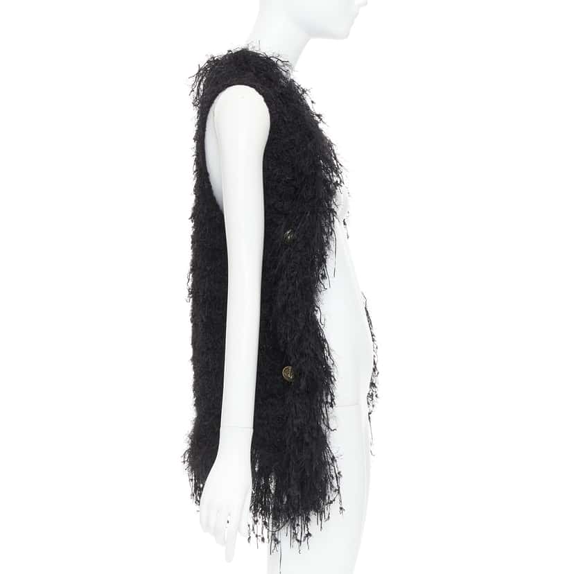 Balmain Fringe Drape Vest Gold Viscose Very good condition - Model View