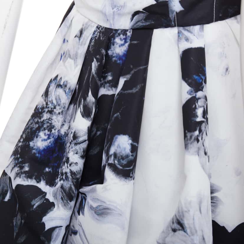 Alexander McQueen Ink Floral Dress White Polyester Very good condition - Back View