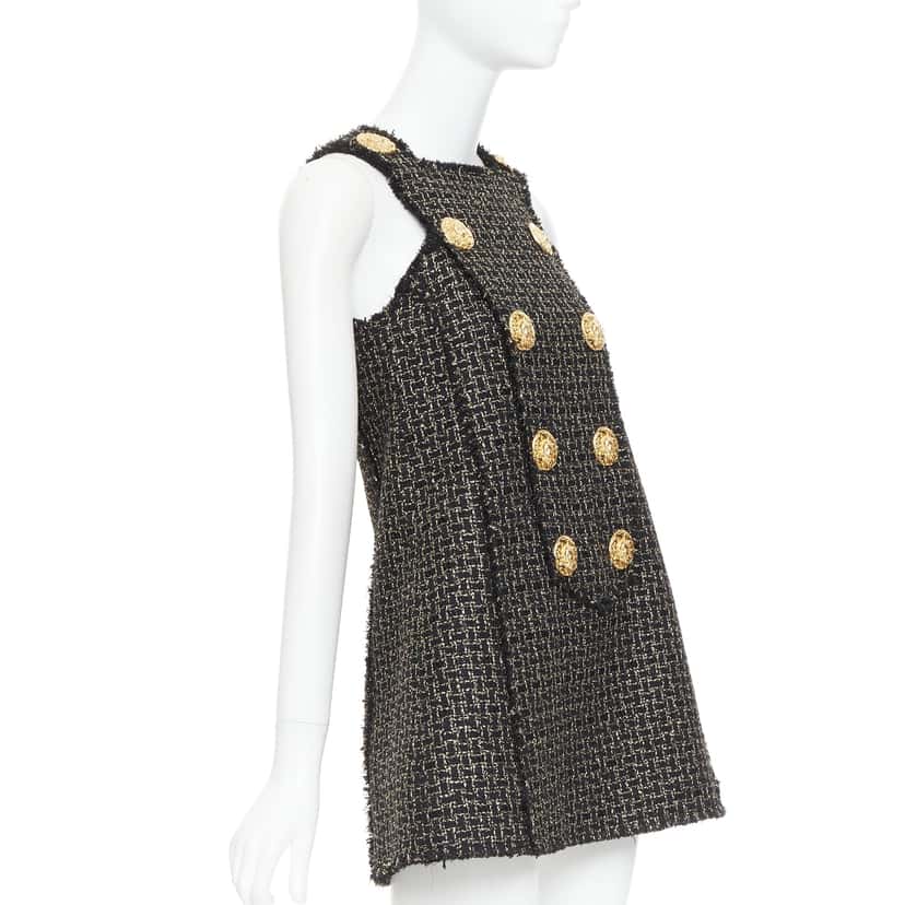 Balmain Metallic Tweed Dress Black Viscose Very good condition - Inside View