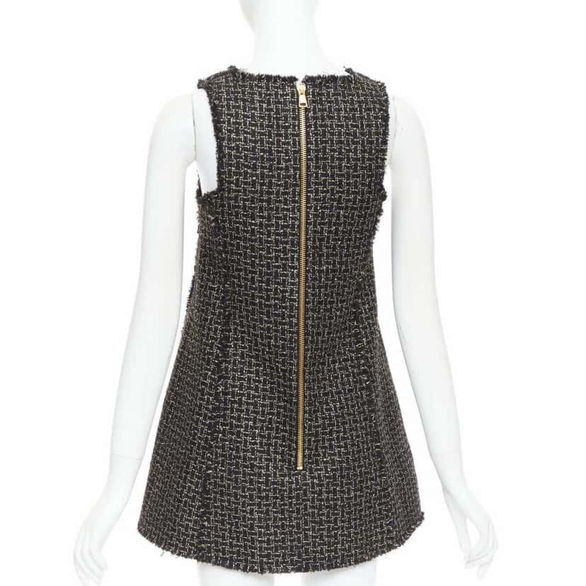 Balmain Metallic Tweed Dress Black Viscose Very good condition - Box View