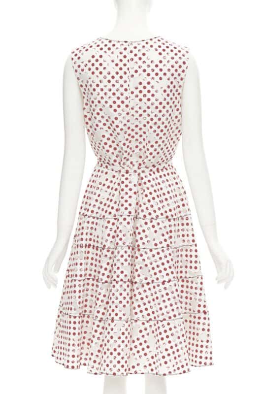 Oscar De La Renta Polkadot Devore Dress White Cotton Very good condition - Box View