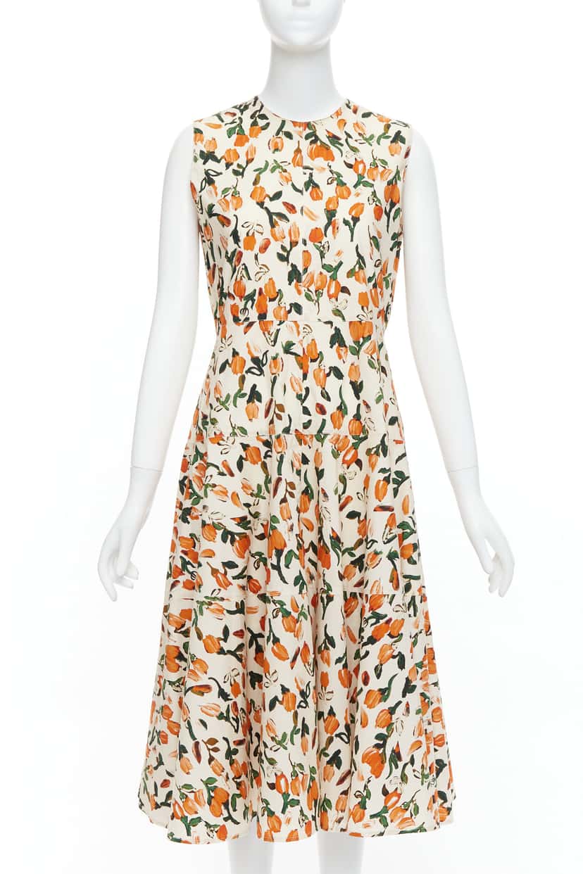 Marni Tulip Summer Dress Orange Cotton Never worn - Front View