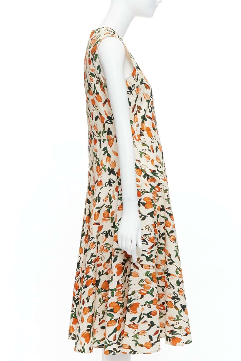 Marni Tulip Summer Dress Orange Cotton Never worn - Model View