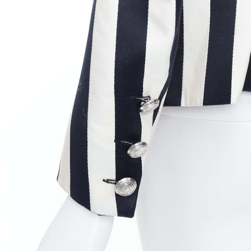Balmain Striped Power Blazer Black Cotton Never worn - Back View