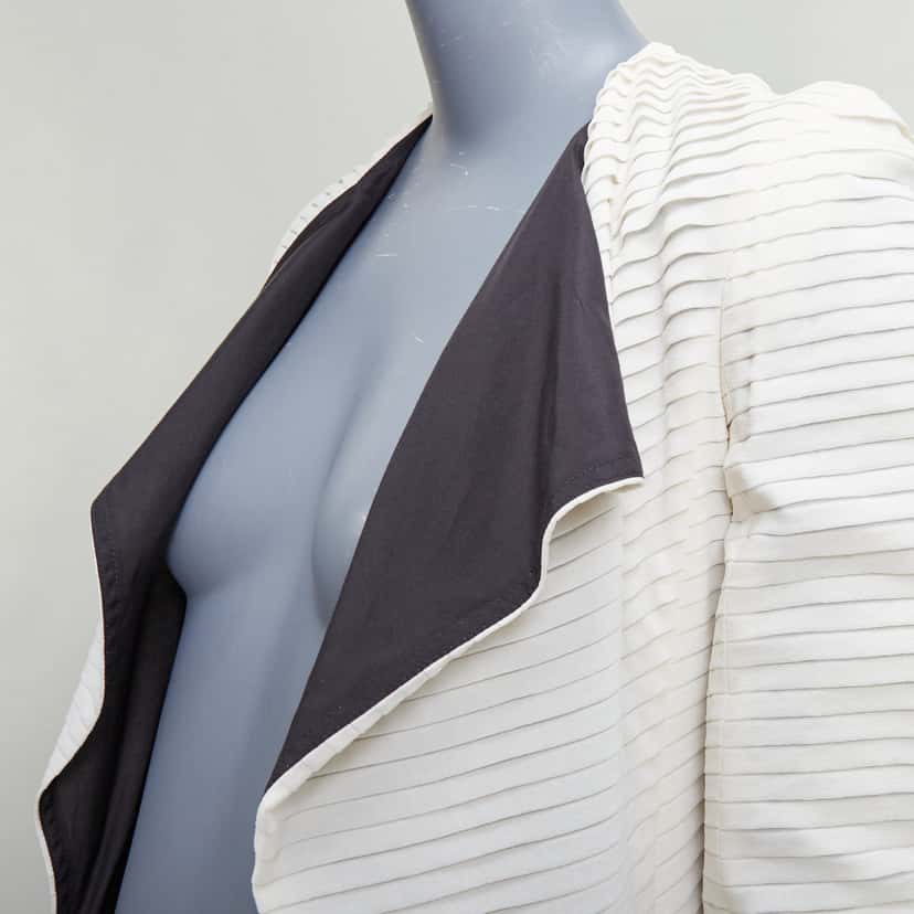 Gareth Pugh Cream Black Draped Biker Beige Silk Never worn, with tag - Back View