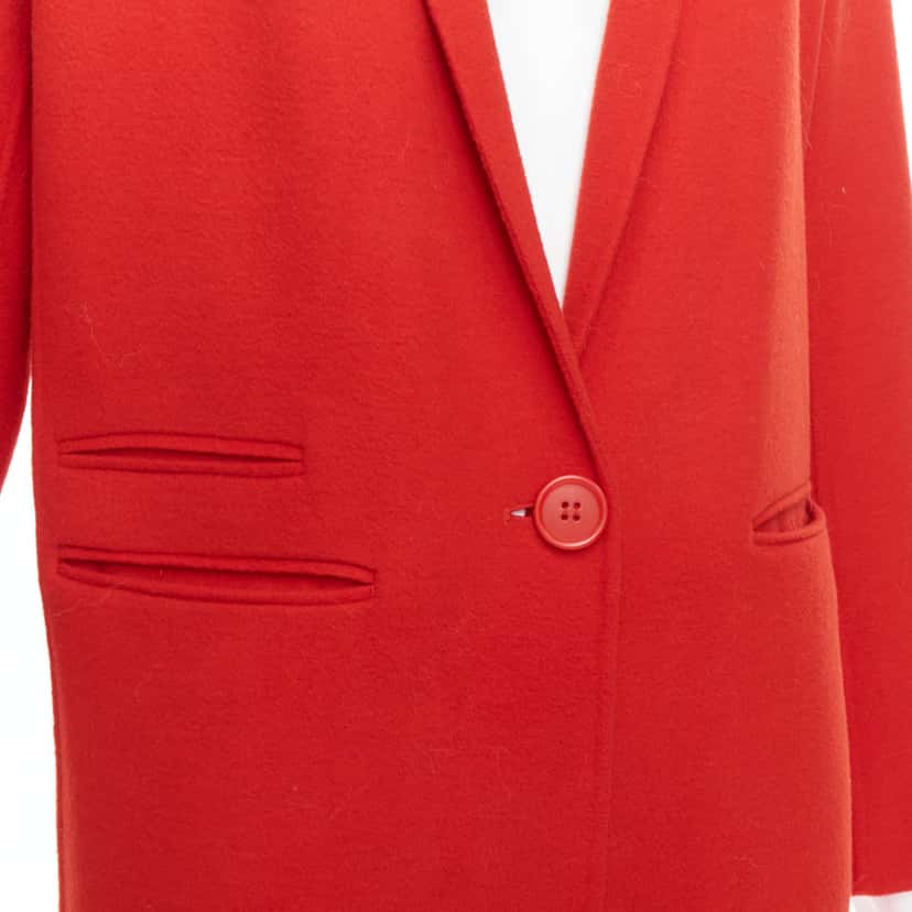 Maje Red Wool Peak Coat Red Wool Never worn - Back View