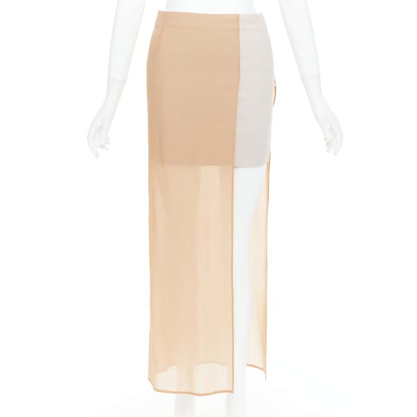 Maison Martin Margiela Sheer Asymmetric Skirt Beige Good condition - Front View