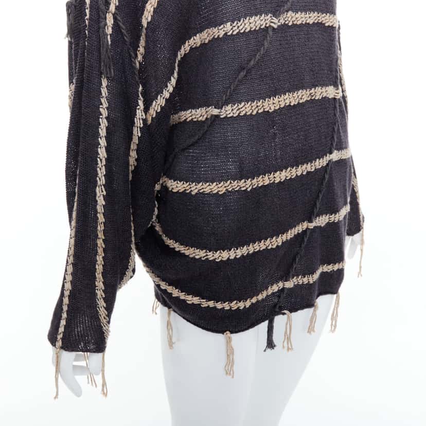 Issey Miyake Fringe striped shirt Grey Cotton Never worn - Back View
