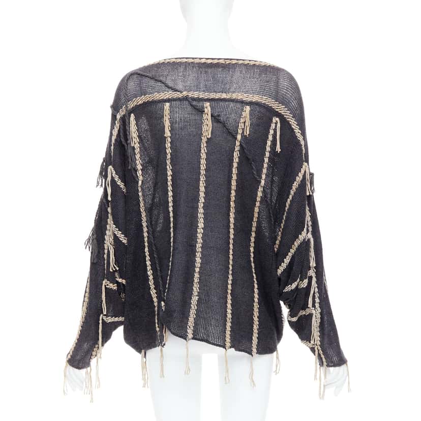 Issey Miyake Fringe striped shirt Grey Cotton Never worn - Box View