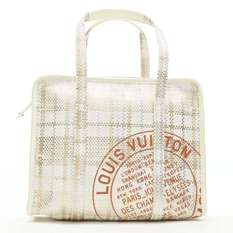 Louis Vuitton Metallic Shopper Tote White Leather Very good condition - Front View