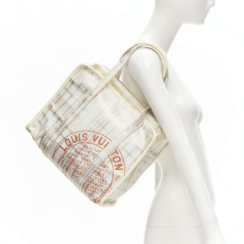 Louis Vuitton Metallic Shopper Tote White Leather Very good condition - Back View
