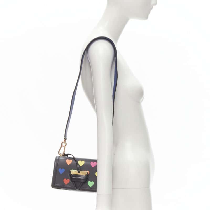 Loewe Heart Print Crossbody Black Leather Very good condition - Back View