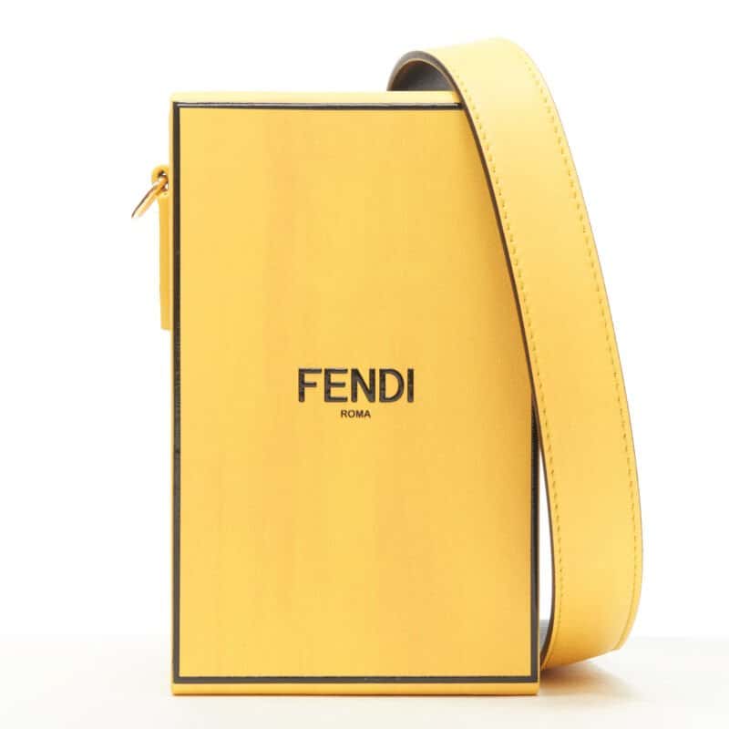 Fendi Vertical Box Bag Yellow Leather Never worn - Front View