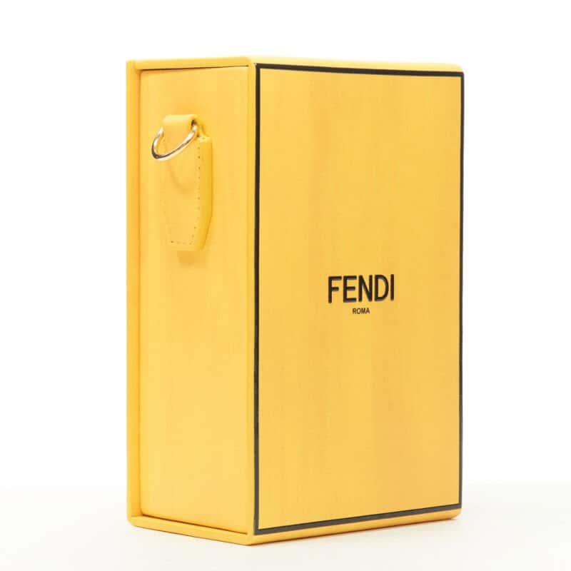 Fendi Vertical Box Bag Yellow Leather Never worn - Inside View
