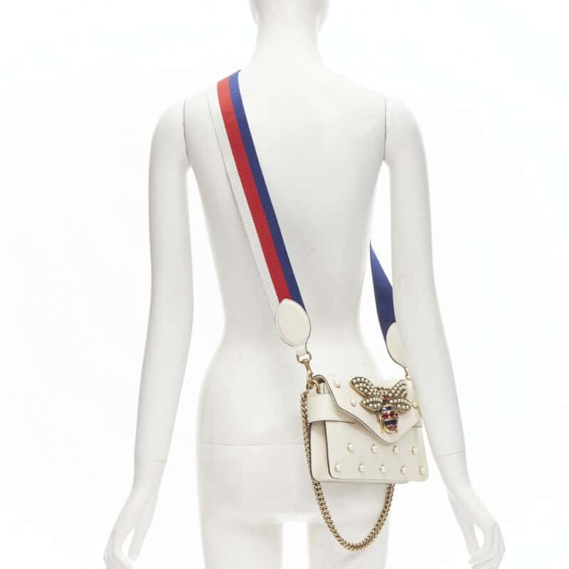 Gucci Bee Pearl Bag Beige Leather Very good condition - Back View