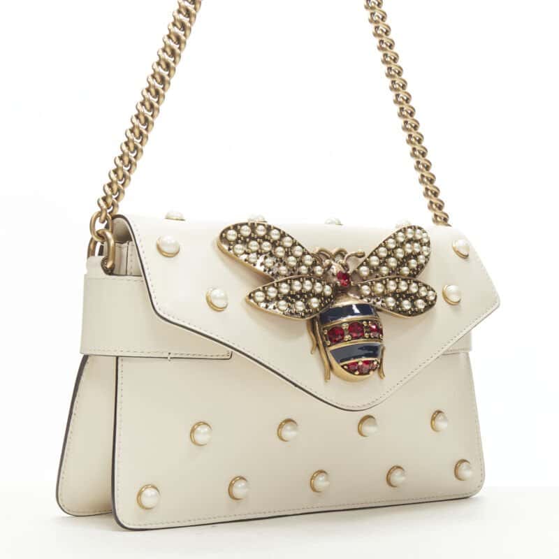 Gucci Bee Pearl Bag Beige Leather Very good condition - Inside View
