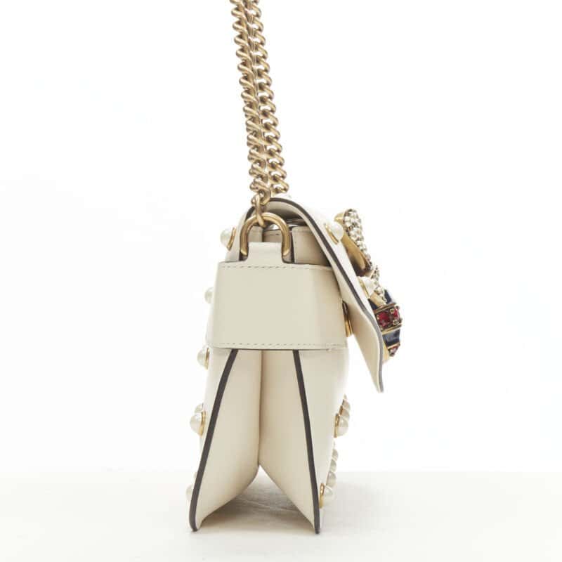 Gucci Bee Pearl Bag Beige Leather Very good condition - Model View