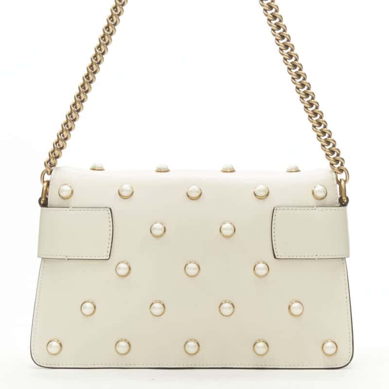 Gucci Bee Pearl Bag Beige Leather Very good condition - Box View